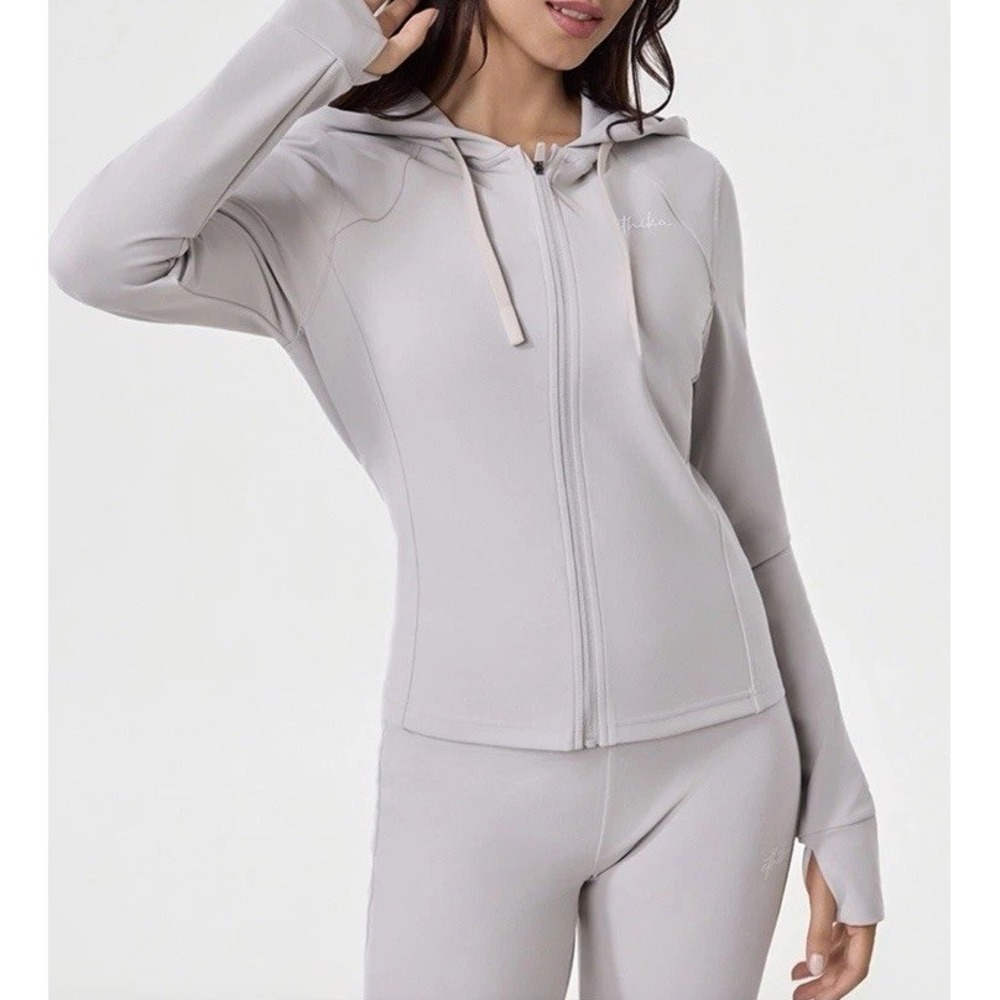 Ethika Hoodie Women's L Full Zip Hoodie Sweatshirt Glide Slate Grey‎ Fitted